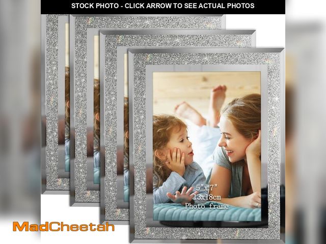 Lot 74-14295459 - Calenzana 4 Pack 5x7 Sparkle Glass Picture Frame, Glitter Edge Photo Frames for Tabletop, Horizontal...