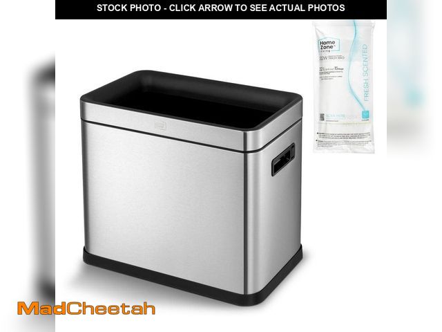 Lot 74-14254337 - 8.7 Gal. Stainless Steel Kitchen Trash Can with Open Top Lid and Slim Shape - USED