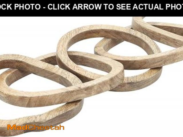 Lot 74-12400097 - Sagebrook Home Mango Wood Decorative Chain Link Accent - Handcrafted Wooden Tabletop Sculpture - Rus...