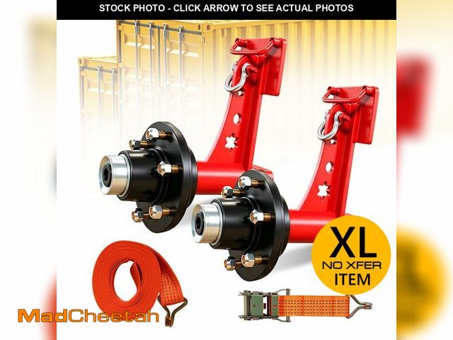Lot 74-14610763 - 2-Pack Shipping Container Wheels Kit with 8 Lug Bolt-On Spindle,Heavy-Duty Shipping Container Axles ...