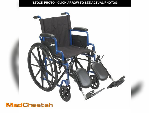 Lot 74-12571914 - Drive Medical Blue Streak Lightweight Foldable Wheelchair for Adults, Seniors, and Disabled - Swing-...