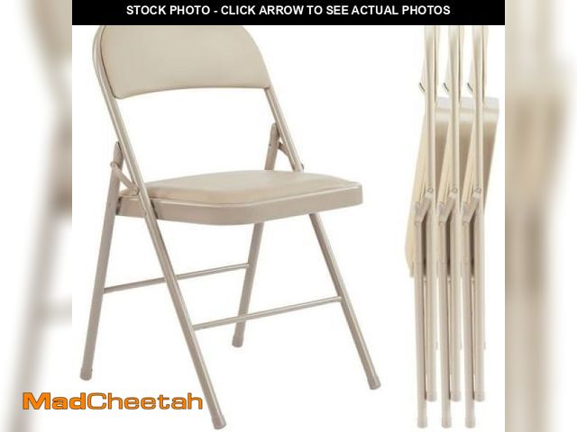 Lot 74-12145014 - JOINSUN Folding Chair 4 Pack  Convenient Leather Padded Folding Chairs  Outdoor and Indoor  Khaki - ...
