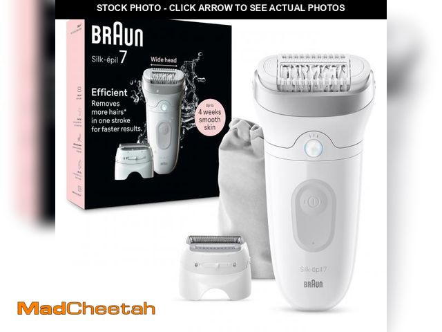 Lot 74-12213958 - Braun Epilator Silk-ÃÂ©pil 7, Hair Removal Device, Women Shaver &amp; Trimmer, Wet and Dry, Wide He...
