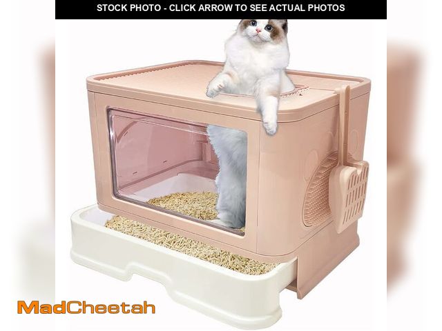 Lot 74-13709929 - Kattypet Foldable Enclosed Top Entry Cat Toilet - Extra Large Covered Cat Litter Box with Litter Bru...