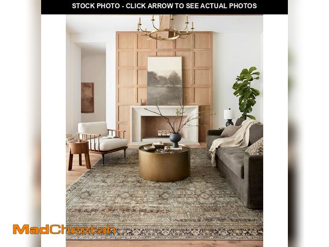 Lot 74-12614923 - Loloi Layla Collection LAY-03 Olive/Charcoal 9'-6" x 14' .13" Thick Area Rug, Soft, Durable, Vintage...