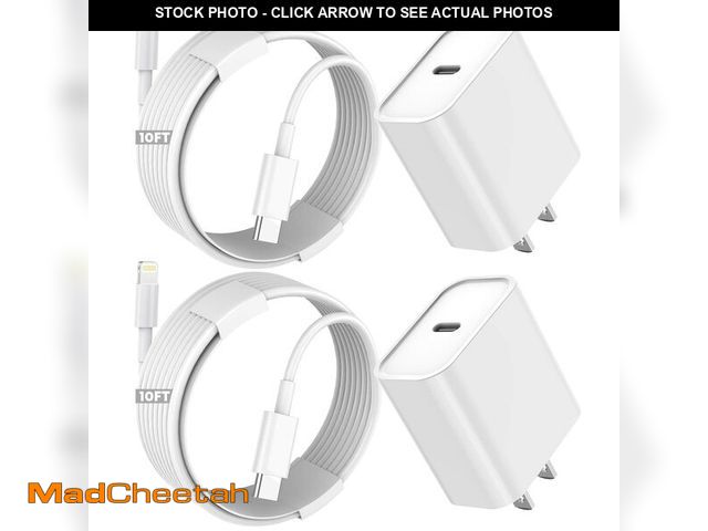 Lot 74-12702048 - iPhone Fast Charger,Extra Long iPhone Charger Fast Charging 10Foot 2Pack i Phone Chargers 10FT USB C...