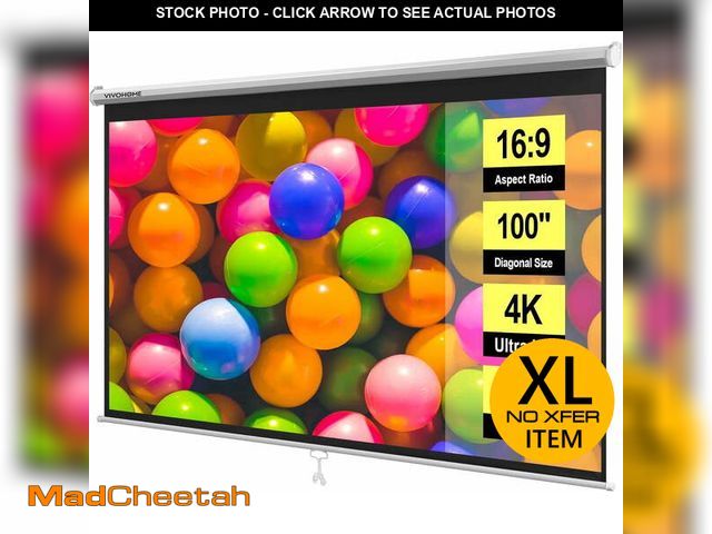 Lot 74-14289473 - SPECSTAR 100 inch Manual Pull Down Projector Screen, 16:9 HD Retractable Projector Screens with Auto...