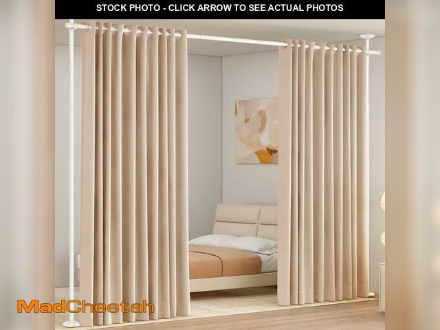 Lot 74-14481257 - SUNALLY Room Divider Curtain Rod 4-10ft(H) 28-70in(W) Room Separator, White - USED