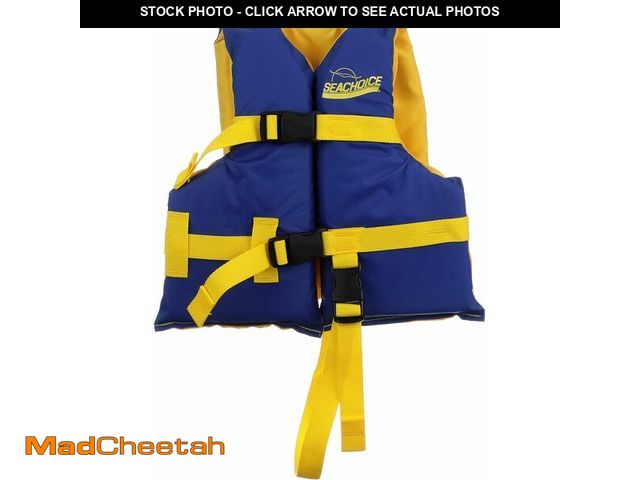 Lot 74-14068370 - Seachoice Level 70 Life Jacket, Adjustable Boat Vest, Blue/Yellow, Child, 30-50 Lbs. - UNUSED