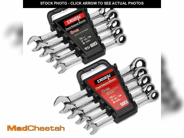 Lot 74-14266355 - DISEN 10Pcs Ratcheting Wrench Set SAE &amp; Metric Ratchet Wrench Set with Rack Organizer, Premium C...