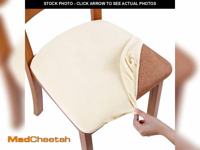 Lot 74-14272429 - Smiry Velvet Seat Covers for Dining Room Chair Set of 4, Stretch Fit Removable Washable Chair Seat C...