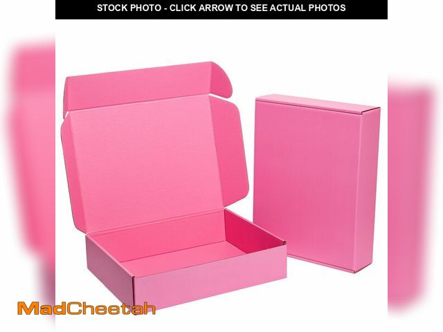 Lot 74-13575401 - Timirog Shipping Boxes 12x9x2 Inches 25 Pack Pink Corrugated Cardboard Mailing Box for Small Busines...