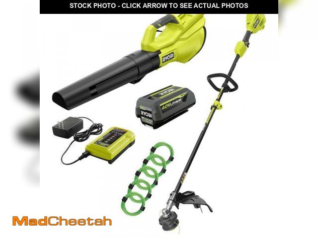 Lot 74-12517988 - RYOBI 40V Cordless Attachment Capable String Trimmer, 550 CFM 120 MPH Blower &amp;. 080 Pre-Cut Line...