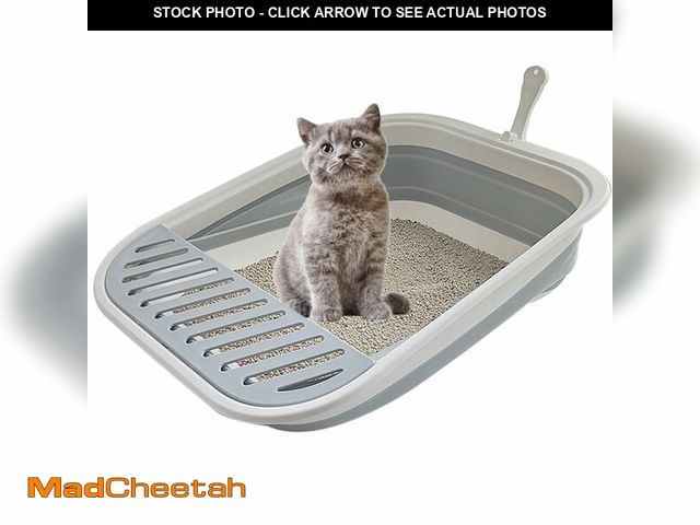 Lot 74-14265762 - chuyouan Collapsible Kitten Litter Box, 17.7 x 13.4 x 5 inch Open Cat Potty Pan with Scoop Foldable ...