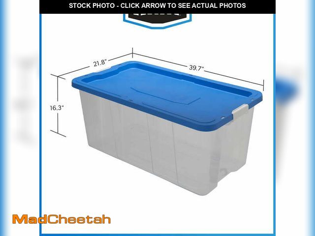 Lot 74-14370641 - HART 160 Quart Latching Plastic Storage Bin Container, Clear, Set of 3 - UNUSED