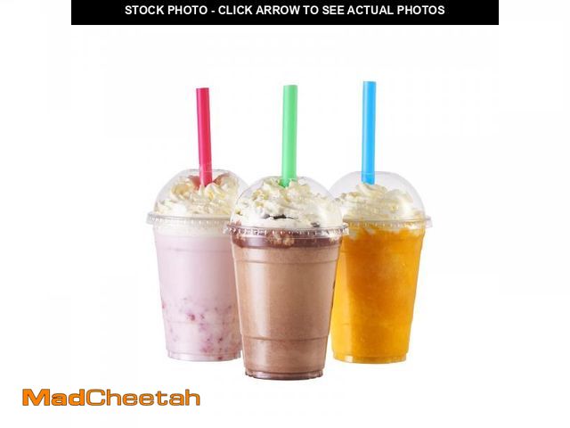 Lot 74-12302007 - [100 Sets-16 oz.] Plastic Cups With Dome Straw Slot Lids PET Crystal Clear Disposable Togo Cup BPA F...
