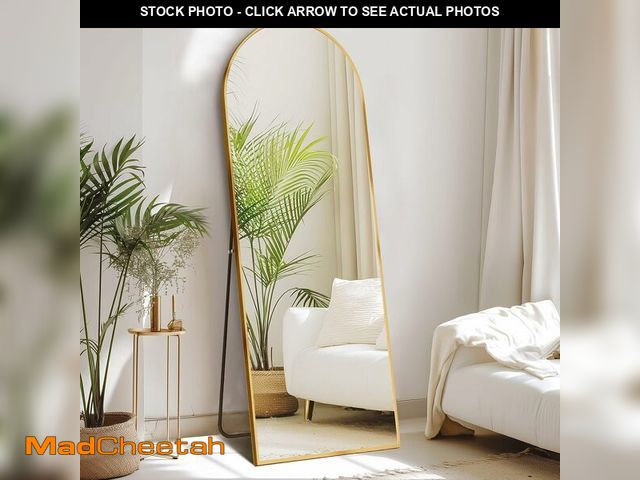 Lot 74-12366356 - Sweetcrispy 64"x21" Arched Full Length Mirror, Standing or Leaning Full Body Mirror with Aluminum Al...