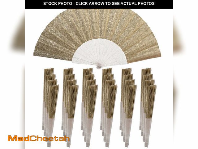 Lot 74-14263549 - 24 Pack Handheld Fan,Folding Hand Glitter Fan with Shining Transparent Fan Rib Ã¢â¬â Ideal for We...