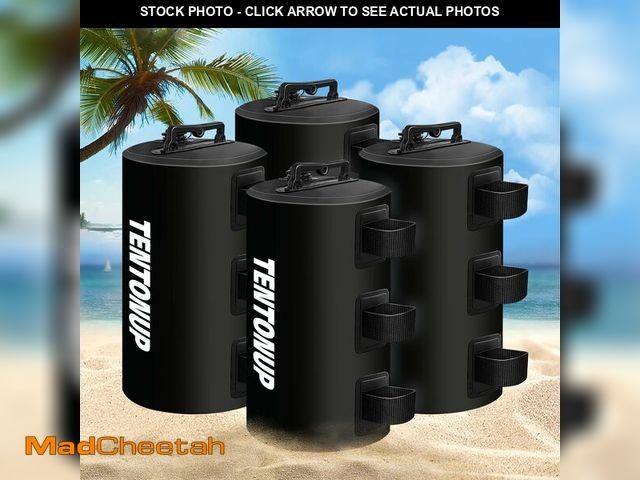 Lot 74-14432606 - TENTONUP Canopy Water Weight Bags, 88 lb Tent Weights, 10 L, 4 Pack, Black - USED