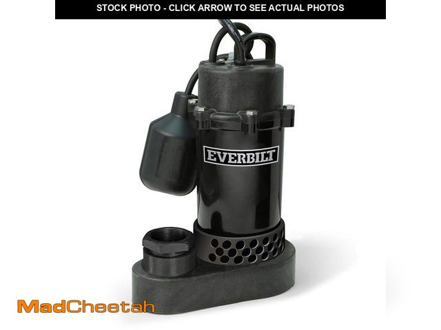 Lot 74-14225665 - Everbilt 1/2 HP Aluminum Submersible Sump Pump Tether Switch - USED