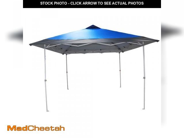 Lot 74-12365071 - Everbilt 12 ft. x 12 ft. Blue Mega Shade Pop-Up Canopy with Grey Trim - UNUSED