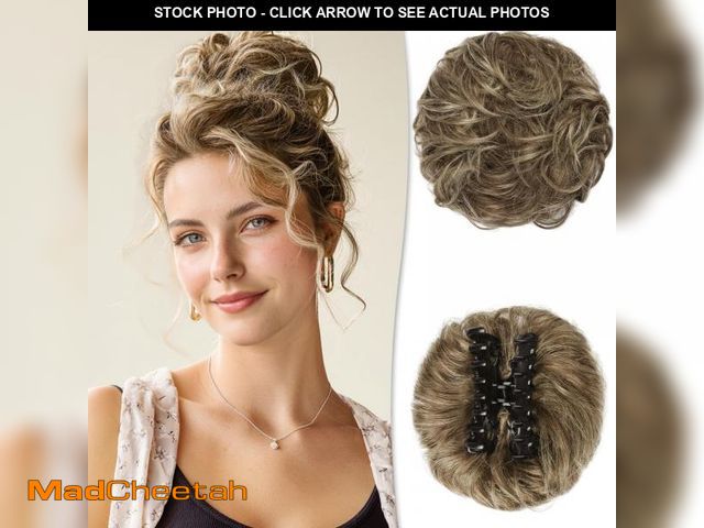 Lot 74-11556206 - RUWISS Claw Clip Messy Bun Hair Piece Real Human Hair Buns Wavy Curly Chignon Hair Bun Extensions To...