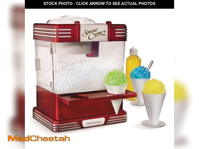 Lot 74-14182480 - Nostalgia Retro Table-Top Red Snow Cone Maker, Makes 20 Icy Treats, With 2 Reusable Plastic Cups &am...
