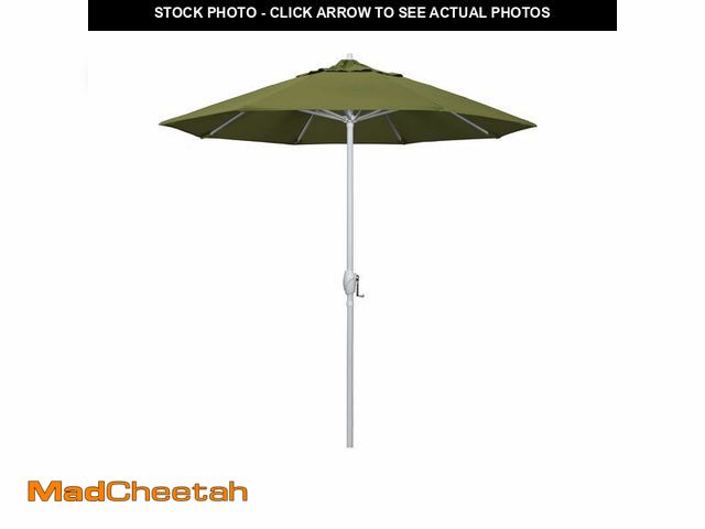 Lot 74-12784652 - California Umbrella 7.5' Rd Aluminum Patio Umbrella, Crank Lift, Auto Tilt, White Finish, 4yr Fade W...