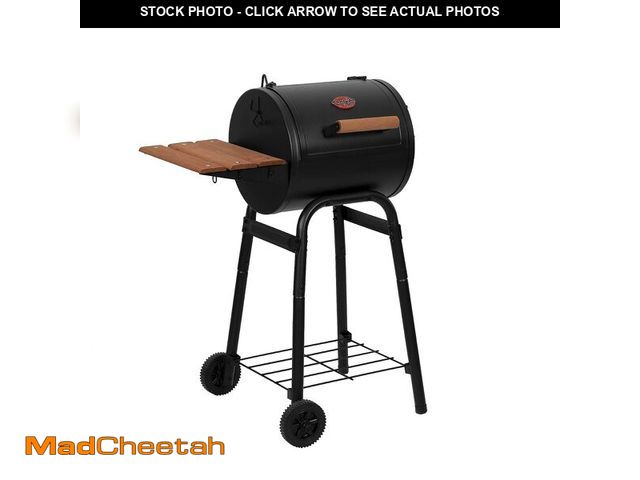 Lot 74-12693101 - Char-GrillerÃ Patio Pro Charcoal Grill and Smoker with Cast Iron Grates, Premium Wood Shelf and Dam...