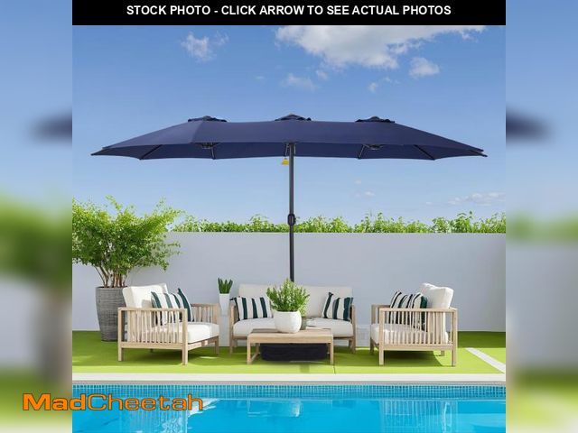 Lot 74-12520159 - Caprihom Large Patio Umbrella with Base Included,15ft Double Sided Outdoor Rectangular Patio Umbrell...