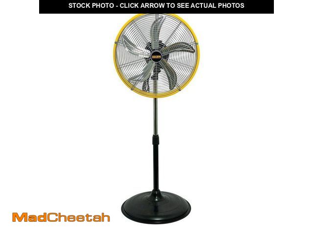 Lot 74-14389482 - WOCK HICFM 20 in. Yellow Pedestal Fan, 5000 CFM, 1/5 HP Motor, Oscillating, 3-Speed for Commercial, ...