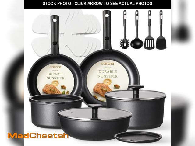 Lot 74-12048232 - CAROTE Pots and Pans Set Non Stick, Cookware Set Detachable Handle, Nonstick Induction Kitchen Sets ...