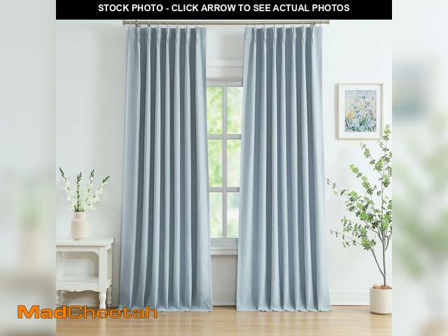 Lot 74-12848293 - WEST LAKE 95 Inches Length Dusty Blue Bailey Pinch Pleated Full Blackout Curtain Panels with 100 Lig...