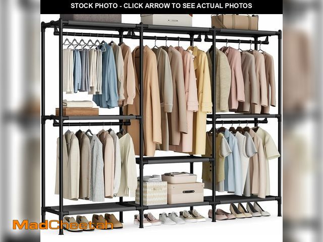Lot 74-14251077 - (SOME DAMAGE) SONGMICS Clothes Rack, Portable Closet, Heavy-Duty Wardrobe Closet Organizer with Hang...