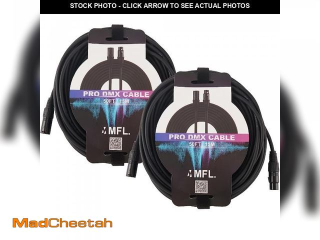 Lot 74-12125382 - MFL. 50 ft Flexible DMX Cable 22AWG 3 Pin Signal (XLR Compatible) Male to Female Wire for Stage Ligh...