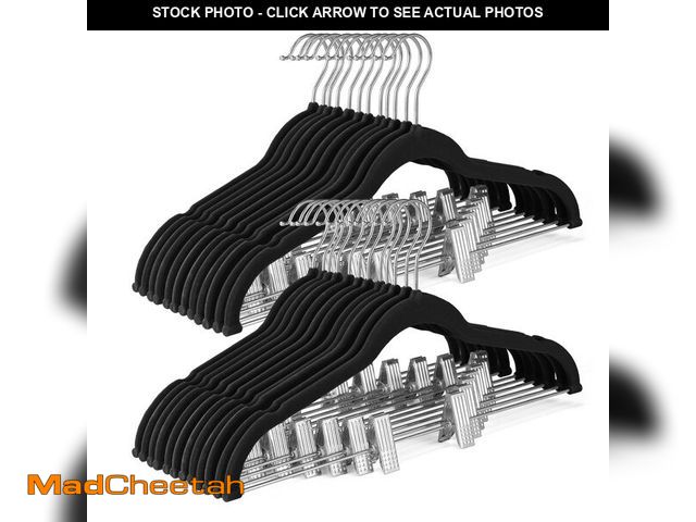 Lot 74-14060454 - HOUSE DAY Velvet Skirt Hangers 36 Pack, Black Velvet Pant Hangers with Adjustable Clips, Space Savin...