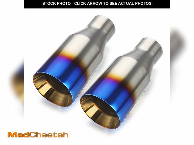 Lot 74-13711880 - A-KARCK Blue Burnt Exhaust Tip 2.5" Inlet to 4" Outlet, 2.5" Inlet 9" Long Blue Exhaust Tailpipe Tip...