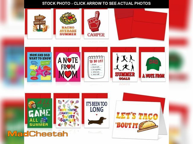 Lot 74-12444234 - Weekgrat Pack of 12 Camp Greeting Card Summer Camping Cards with 12 Pcs Red Envelopes for Summer Par...