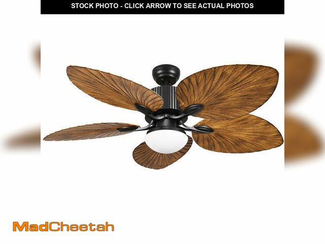 Lot 74-13069364 - YITAHOME Tropical Ceiling Fan with LED Light and Remote Control 52 Inch Palm Reversible Fan Light wi...