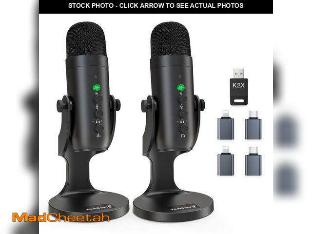 Lot 74-12883932 - ZealSound Wireless Microphone Bundle,Dual USB Mic for iPhone PC iPad Android Phone-Cordless Condense...