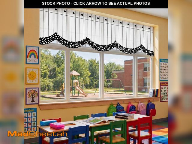 Lot 74-14214319 - Tingjoo 6 Pcs 54 x 18 Inch Classroom Curtains Composition Notebook Valance Curtain Back to Classroom...