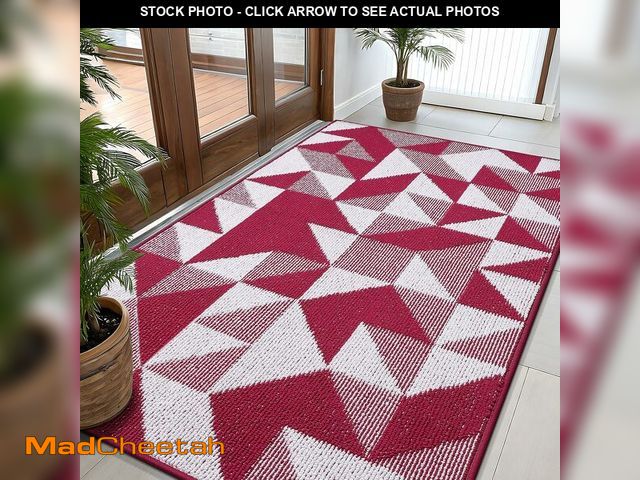 Lot 74-13040590 - OLANLY Large Door Mat Indoor Entrance Washable 59x35, Odor-Free Low-Profile Front Back Geometric Doo...