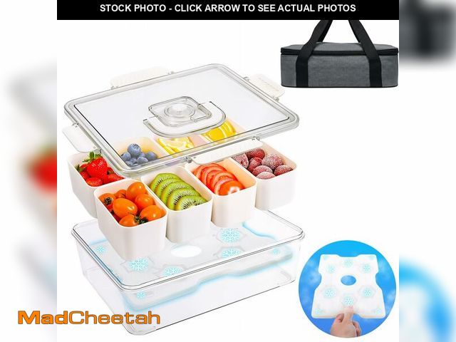 Lot 74-14301082 - Portable Snackle Box Container with Ice Pack,Snack Container Divided Serving Tray Insulated Bag, Coo...