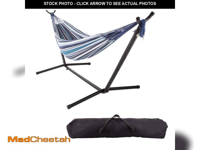 Lot 74-14292960 - (MISSING HARDWARE) Pure Garden 9.4 ft. Hammock Chair Double Hammock with Stand - USED