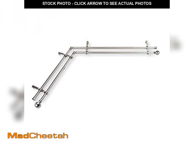 Lot 74-12170197 - Rod Desyne 13/16" Arman Corner Window Double Rod, 48-84 inch, Satin Nickel - UNUSED