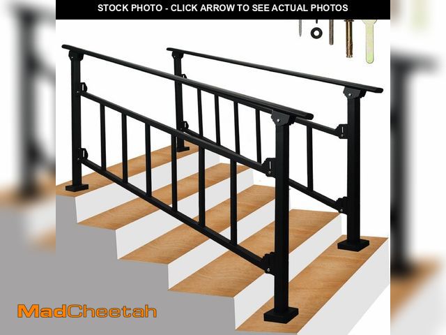 Lot 74-12572342 - Upgrade 2 Pack 5 Steps Black Handrail &amp; Indoor Stair Railing Kit, Fence &amp; Rail Hand Rails fo...
