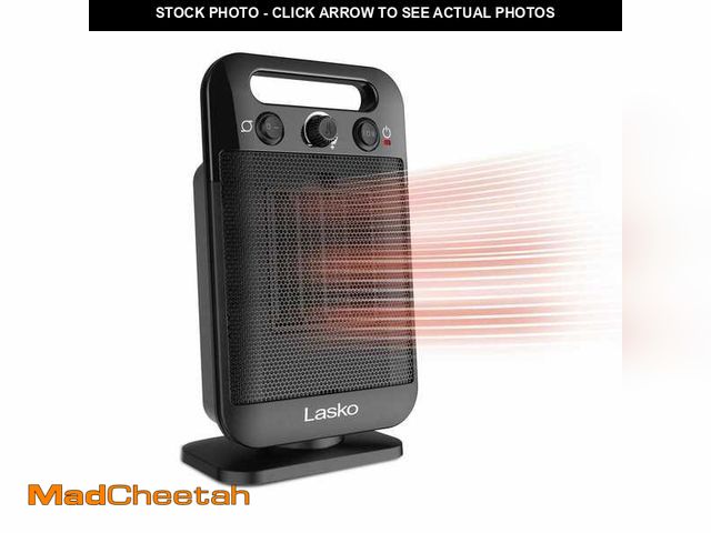 Lot 74-13786149 - Lasko MyHeat Go 1500-Watt 12 in. Black Electric Tabletop Ceramic Space Heater with Overheat Protecti...