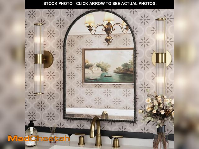 Lot 74-12150031 - Arched Mirror, 20"x30" Handmade Luxurious Thickened Wavy Arch Bathroom Mirror with Metal Frame for W...