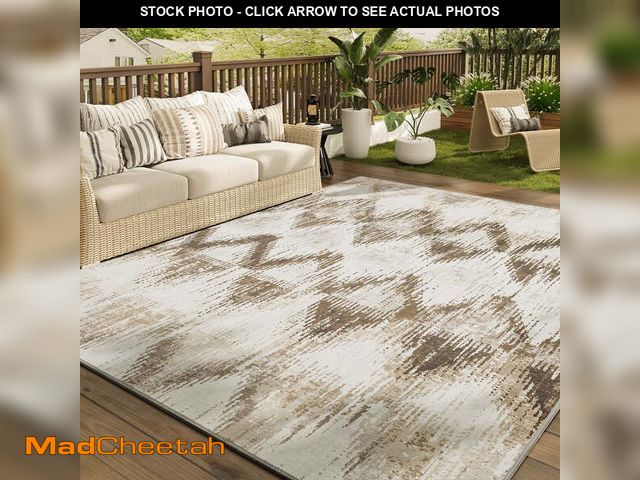 Lot 74-14259343 - VUNATE Outdoor Rugs 8'x10' Modern Diagonal Patio Carpet Washable Area Rug for Living Room Indoor Out...