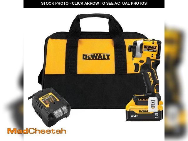 Lot 74-14112116 - DEWALT ATOMIC 20V MAX Lithium-Ion Cordless 1/4 in. Brushless Impact Driver Kit, 5 Ah Battery, Charge...